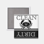 Nautical Crab Black Witte wasmachine Dirty Clean Magneet (Voorkant / Achterkant)