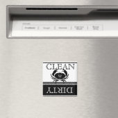 Nautical Crab Black Witte wasmachine Dirty Clean Magneet (Insitu (Vaatwasser))