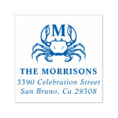 Nautical Crab Monogram Familienaam Return Address Zelfinktende Stempel (Design)