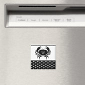 Nautical Crab Monogrammed Black and White Magneet (Insitu (Vaatwasser))