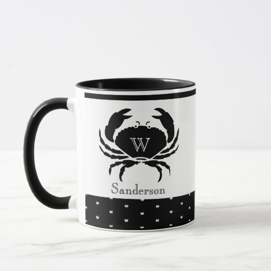 Nautical Crab Monogrammed Black and White Mok (Links)