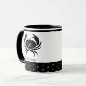 Nautical Crab Monogrammed Black and White Mok (Voorkant links)