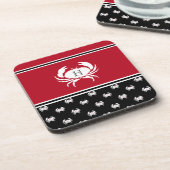 Nautical Crab Monogrammed Red Black White Bier Onderzetter (Linkerzijde)