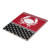 Nautical Crab Monogrammed Red Black White Cerami Tegeltje (Zijkant)