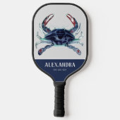 Nautical Crab Navy Blue White Monogram Name Pickleball Paddle (Achterkant)