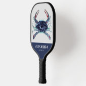 Nautical Crab Navy Blue White Monogram Name Pickleball Paddle (Links)