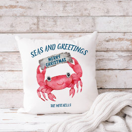 Nautical Crab Zeeen Greetings Tropical Holiday Kussen