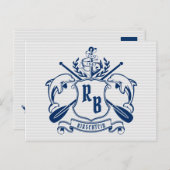 Nautical Crest Dolphins Anchor Oars Laurel Shield Briefkaart (Voorkant / Achterkant)