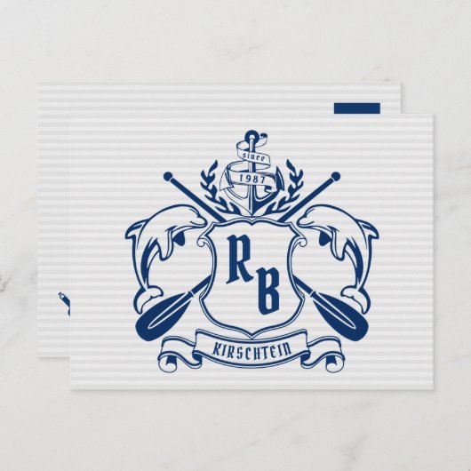 Nautical Crest Dolphins Anchor Oars Laurel Shield Briefkaart (Voorkant / Achterkant)