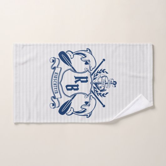 Nautical Crest Dolphins Anchor Oars Laurel Shield Handdoek (Handdoek)