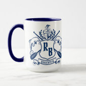 Nautical Crest Dolphins Anchor Oars Laurel Shield Mok (Links)