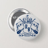 Nautical Crest Dolphins Anchor Oars Laurel Shield Ronde Button 5,7 Cm (Voorkant /achterkant)