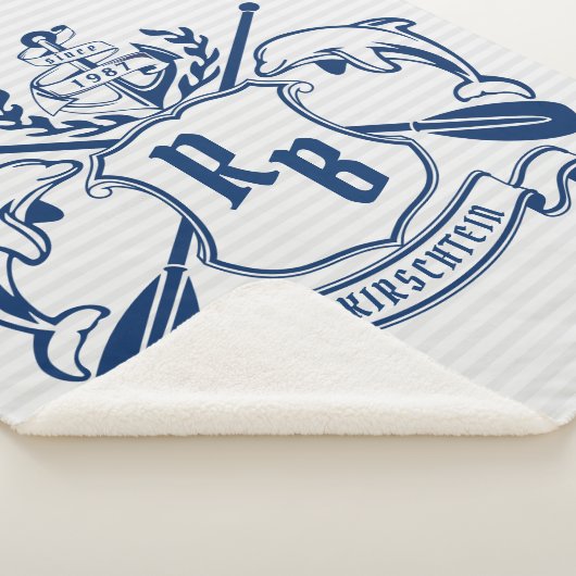 Nautical Crest Dolphins Anchor Oars Laurel Shield Sherpa Deken (3/4)