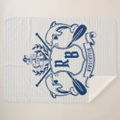 Nautical Crest Dolphins Anchor Oars Laurel Shield Sherpa Deken (Voorkant (horizontaal))