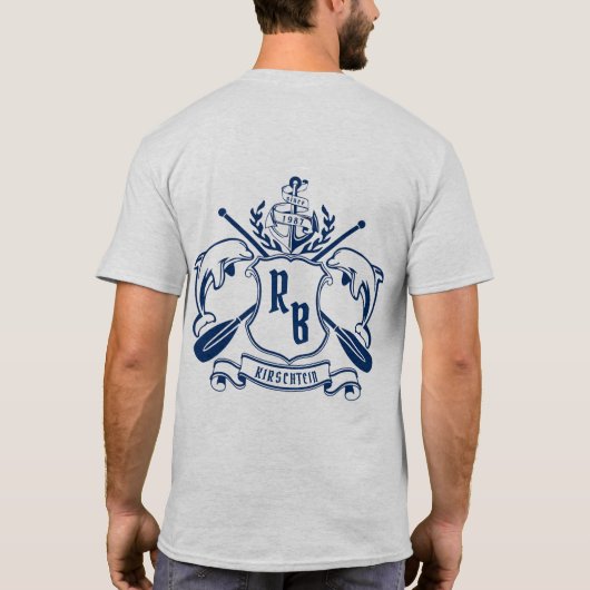 Nautical Crest Dolphins Anchor Oars Laurel Shield T-shirt (Achterkant)