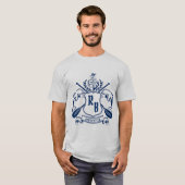 Nautical Crest Dolphins Anchor Oars Laurel Shield T-shirt (Voorkant volledig)