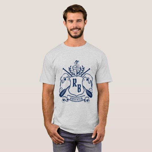 Nautical Crest Dolphins Anchor Oars Laurel Shield T-shirt (Voorkant volledig)