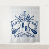 Nautical Crest Dolphins Anchor Oars Laurel Shield Wandkleed (Voorkant)