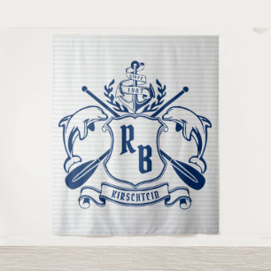 Nautical Crest Dolphins Anchor Oars Laurel Shield Wandkleed