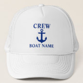 Nautical Crew Boot Naam Anker Wit Trucker Pet (Voorkant)
