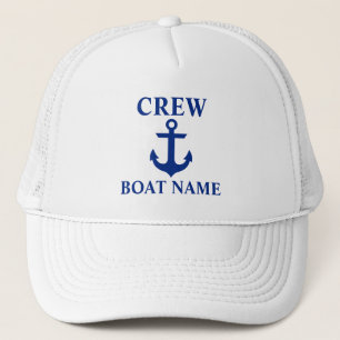 Nautical Crew Boot Naam Anker Wit Trucker Pet