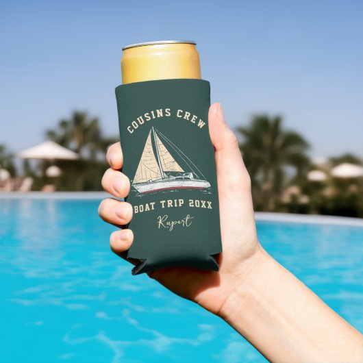 Nautical Crew Cousins Boot Trip Matching Seltzer Blikjeskoeler (Insitu Zwembad)