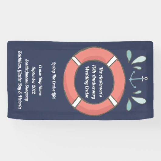 Nautical Cruise Decor Stateroom Deurbord Spandoek (Horizontaal)