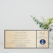 Nautical Cruise Ship boarding Pass Weddenschap Kaart (Staand voorkant)