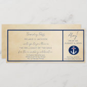 Nautical Cruise Ship boarding Pass Weddenschap Kaart (Voorkant / Achterkant)