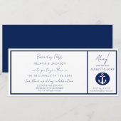 Nautical Cruise Ship boarding Pass Weddenschap Kaart (Voorkant / Achterkant)