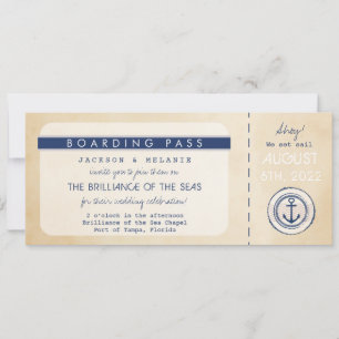 Nautical Cruise Ship boarding Pass Wedding Invite
