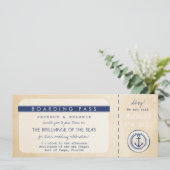 Nautical Cruise Ship boarding Pass Wedding Invite (Staand voorkant)