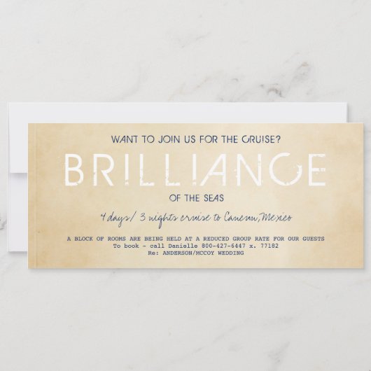 Nautical Cruise Ship boarding Pass Wedding Invite (Achterkant)