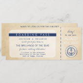 Nautical Cruise Ship boarding Pass Wedding Invite (Voorkant / Achterkant)