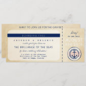 Nautical Cruise Ship boarding Pass Wedding Invite Kaart (Voorkant / Achterkant)