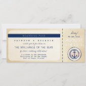 Nautical Cruise Ship boarding Pass Wedding Invite Kaart (Voorkant)