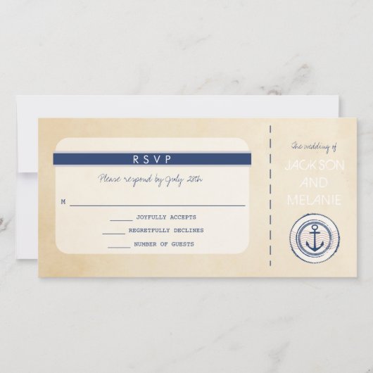 Nautical Cruise Ship-instapkaart RSVP 2 Bedankkaart (Voorkant)