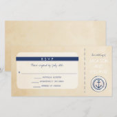 Nautical Cruise Ship-instapkaart RSVP 2 Bedankkaart (Voorkant / Achterkant)