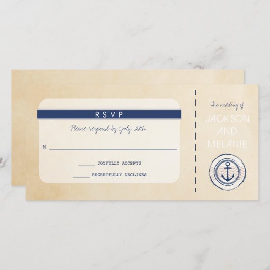 Nautical Cruise Ship-instapkaart RSVP Bedankkaart (Voorkant / Achterkant)