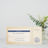 Nautical Cruise Ship-instapkaart RSVP Bedankkaart (Staand voorkant)