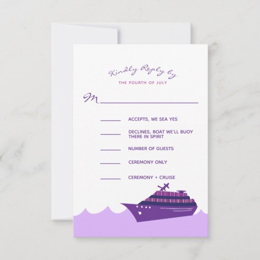 Nautical Cruise Ship Wedding RSVP Kaartje (Voorkant)