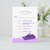 Nautical Cruise Ship Wedding RSVP Kaartje (Staand voorkant)