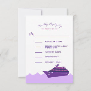 Nautical Cruise Ship Wedding RSVP Kaartje
