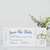 Nautical Cruise Weddenschap Pass Save Date Aankondiging (Staand voorkant)