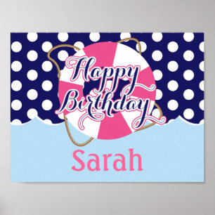 Nautical, Custom Birthday Party Poster