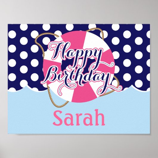 Nautical, Custom Birthday Party Poster (Voorkant)