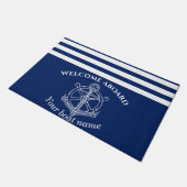 Nautical Custom Boat Name Anchor Wheel Blue Deurmat (Schuin)