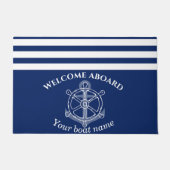 Nautical Custom Boat Name Anchor Wheel Blue Deurmat (Voorkant)