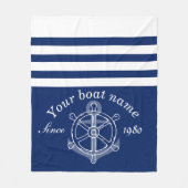 Nautical Custom Boat Name Anchor Wheel Blue Fleece Deken (Voorkant)