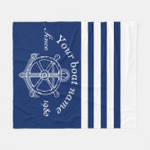 Nautical Custom Boat Name Anchor Wheel Blue Fleece Deken (Voorkant (Horizontaal))